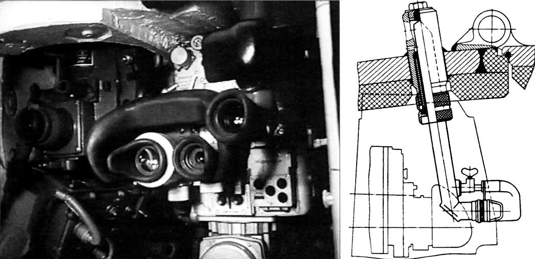 Прибор наблюдения ВНМ и его установка в башне танка.