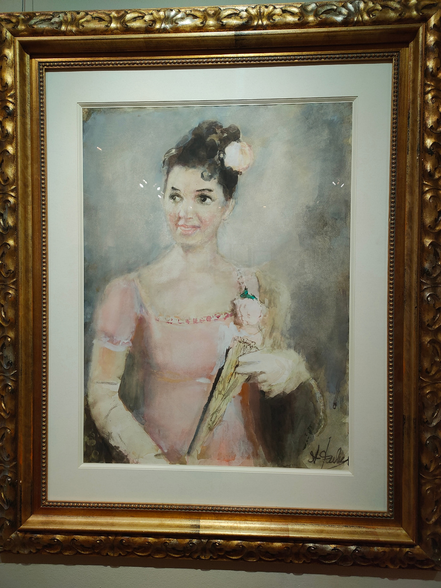 Галина Вишневская в роли Наташи Ростовой. 1960-1962 бумага, акварель.