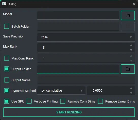 Меню Utils > LoRA Resize
