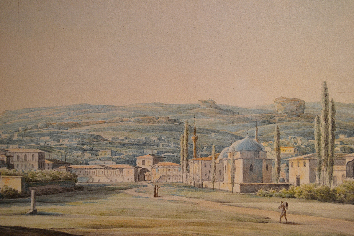 Никанор Чернецов. Крым, Бахчисарай. 1835г. Бумага, акварель. Всероссийский музей А.С.Пушкина. Фото автора 