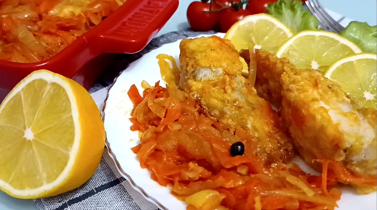 📌 Рыба под маринадом из моркови и лука