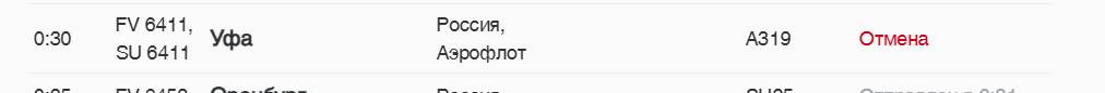    Фото: скриншот онлайн-табло аэропорта Пулково