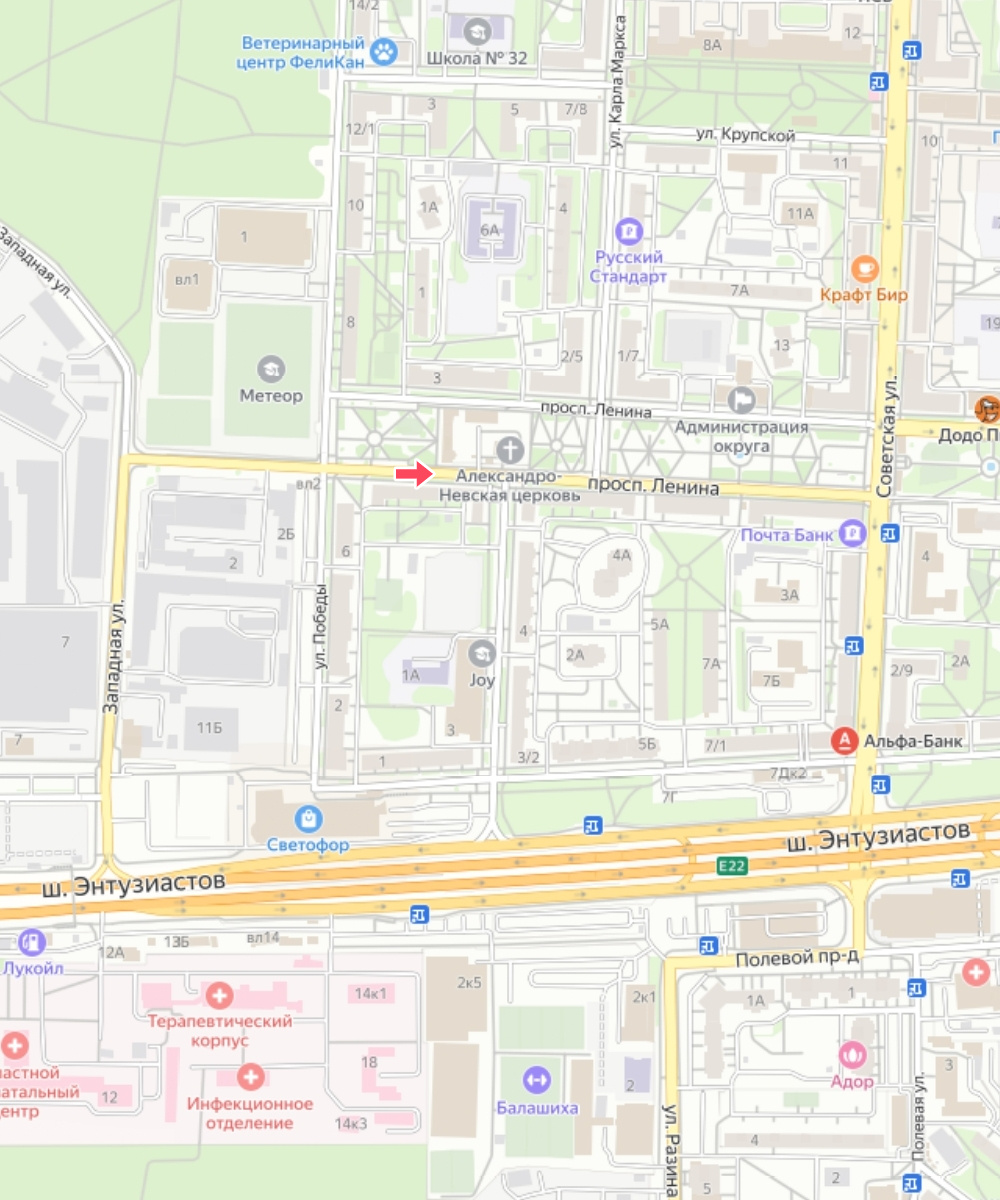 Точка и направление съемки. Карта: Яндекс.Карты