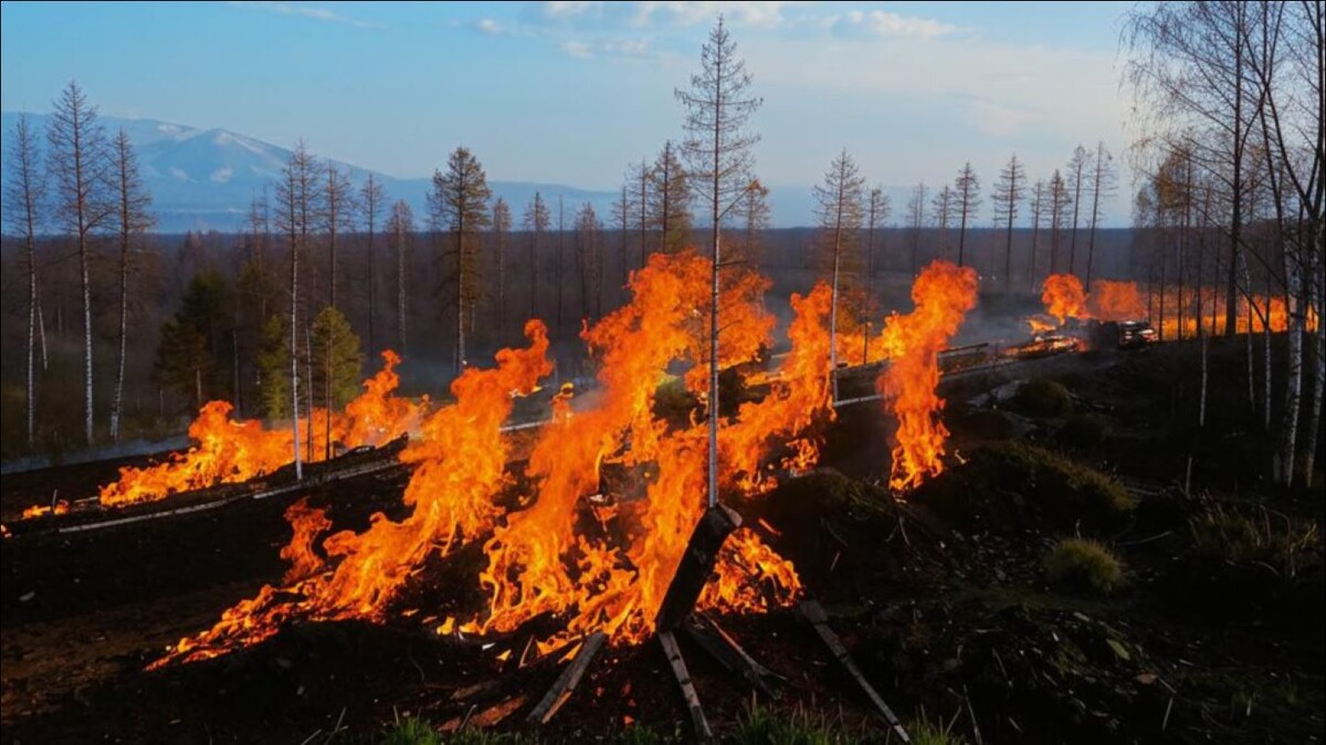В Свердловской области начинается пожароопасный период.  Фото: Изображение сгенерировано нейросетью Kandinsky 3.1
