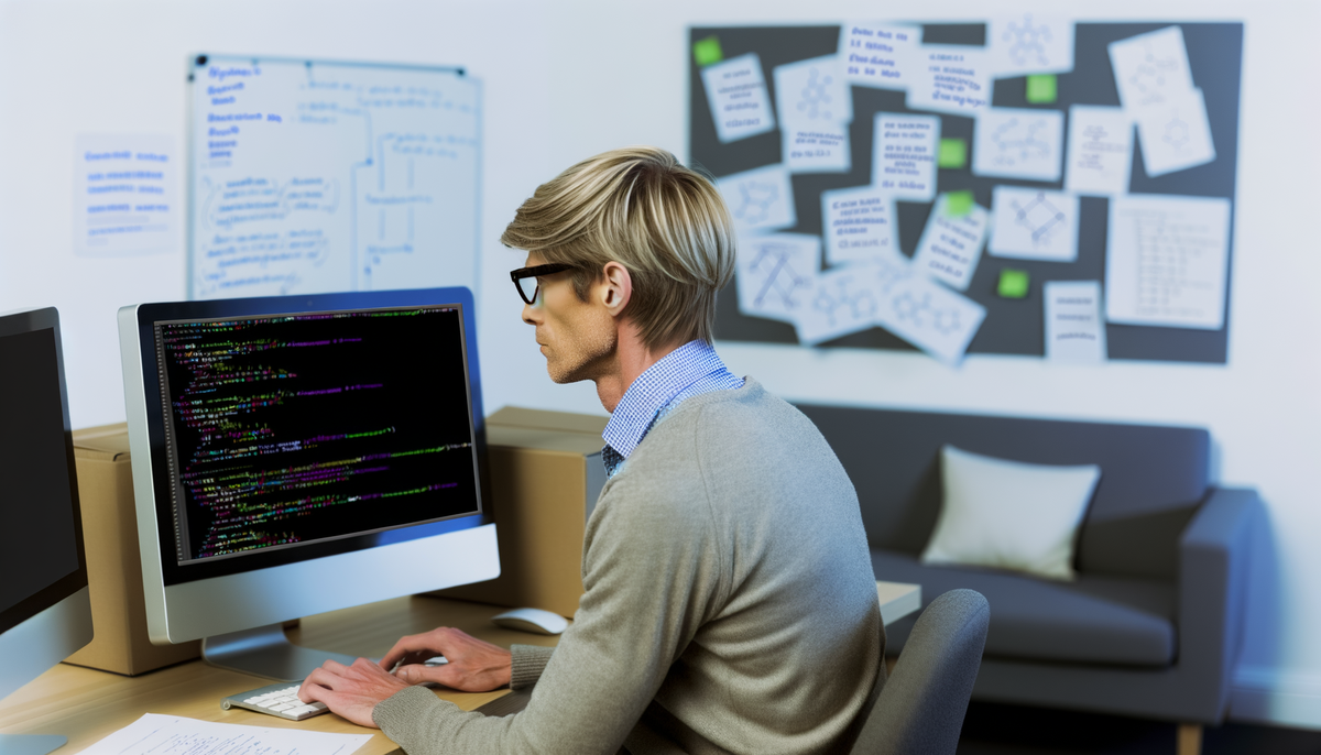 Опытный разработчик за работой