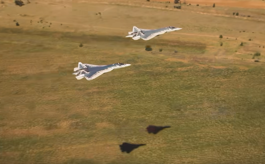 Су-57 взлетают на боевое дежурство. Кадры МО РФ