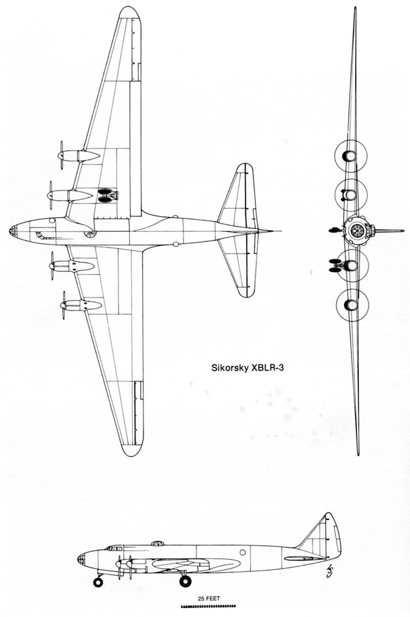схема проекта дальнего бомбардировщика Sikorsky XBLR-3. Снимок secretprojects.co.uk