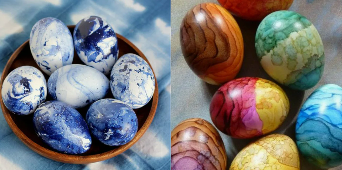Яйца с акварельным эффектом