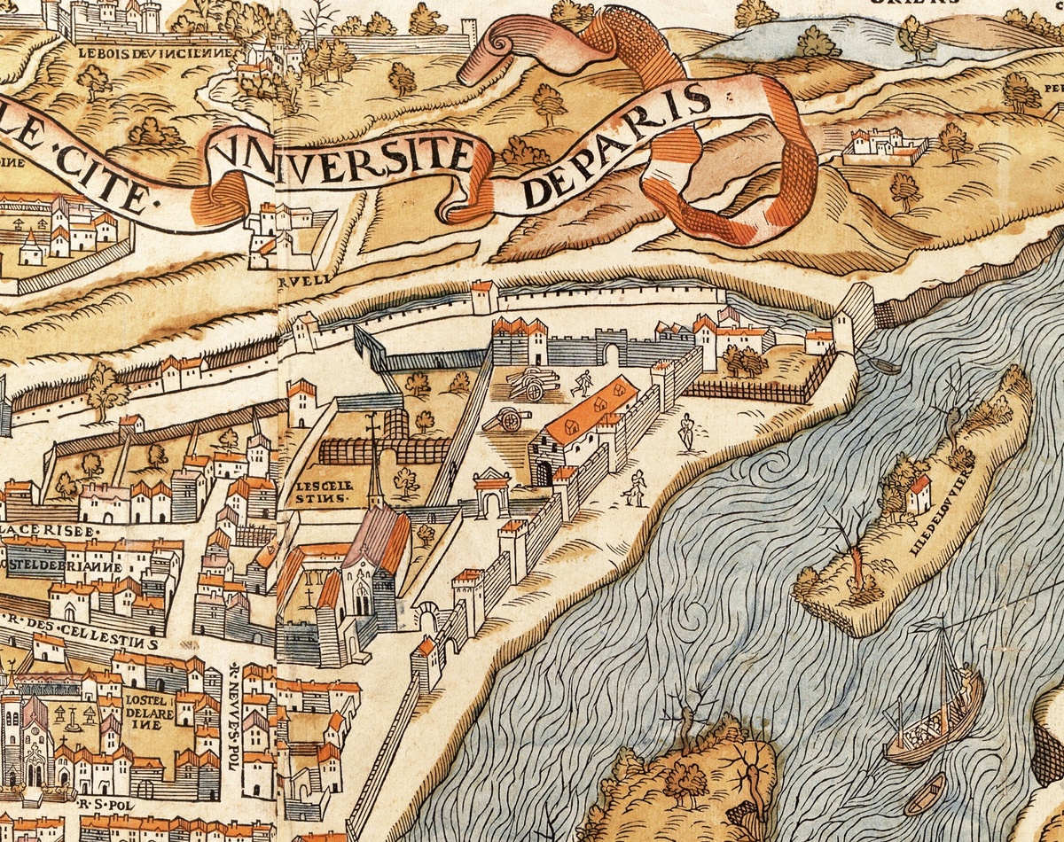 Фрагмент карты Truschet and Hoyau ок. 1550. Пушки видите? А башни Бийи уже нет. 