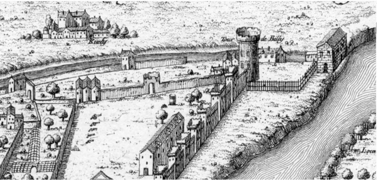 План Сен-Виктор 1530. Башня еще стоит и даже подписана