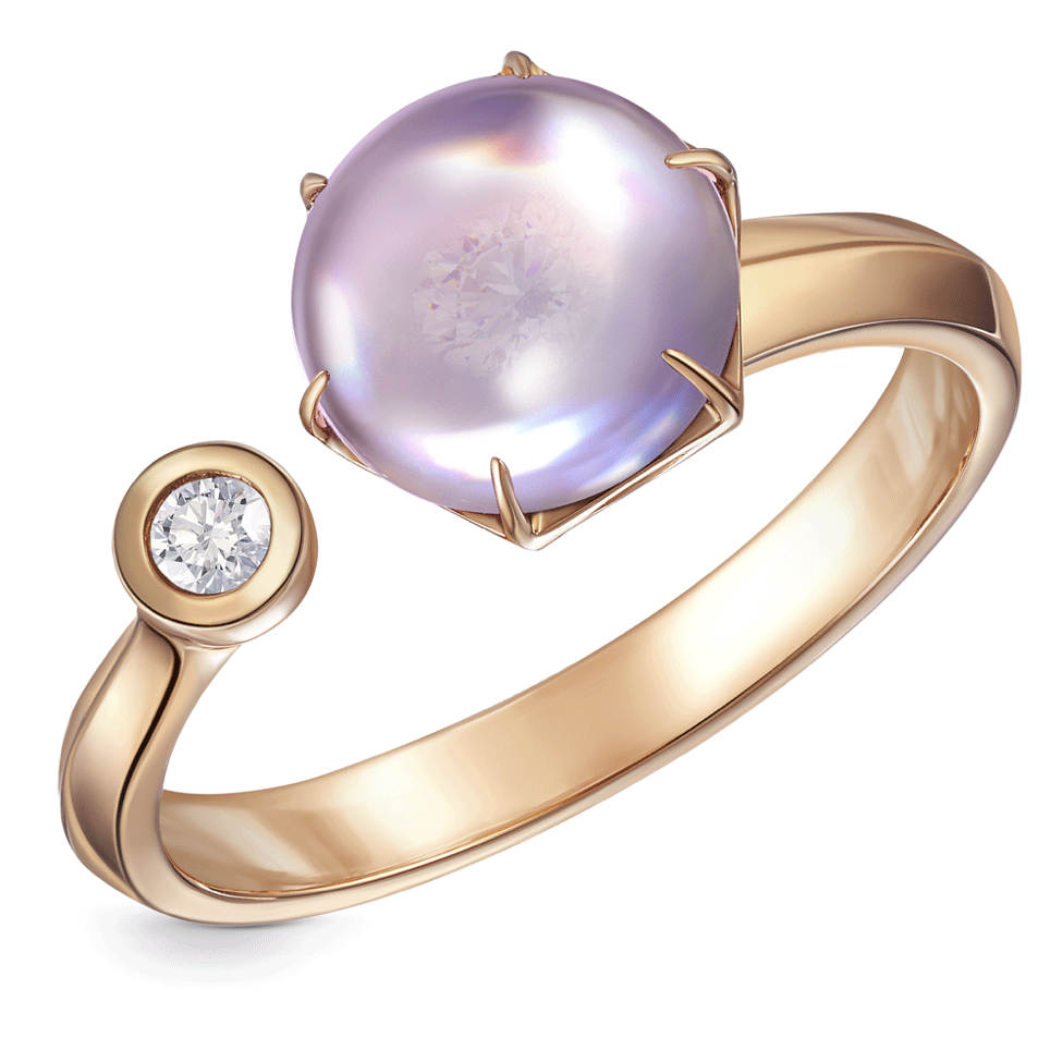 Кольцо из красного золота с аметистом и бриллиантами идеально дополнит ваш весенний гардероб