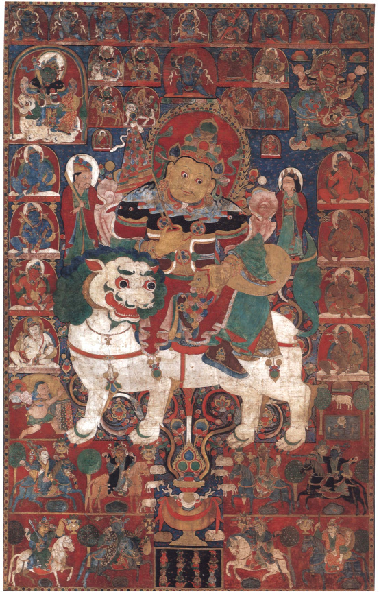Вайшравана. Центральный Тибет, XIV в. Музей Гимэ (фр. Musee National des Arts asiatiques-Guimet), Париж. Публикация: Kossak S. M., Singer J. C. Sacred Visions. Early Paintings from Central Tibet. New York: The Metropolitan Museum of Art, 1998. P. 182-183.