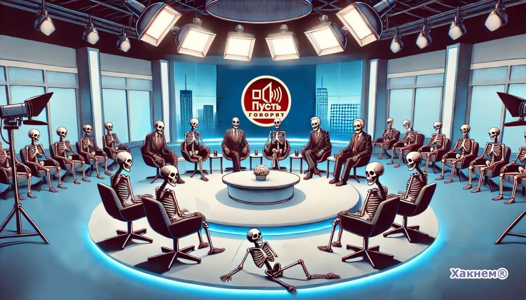 Телешоу, потерявшее актуальность: в студии остались лишь скелеты.