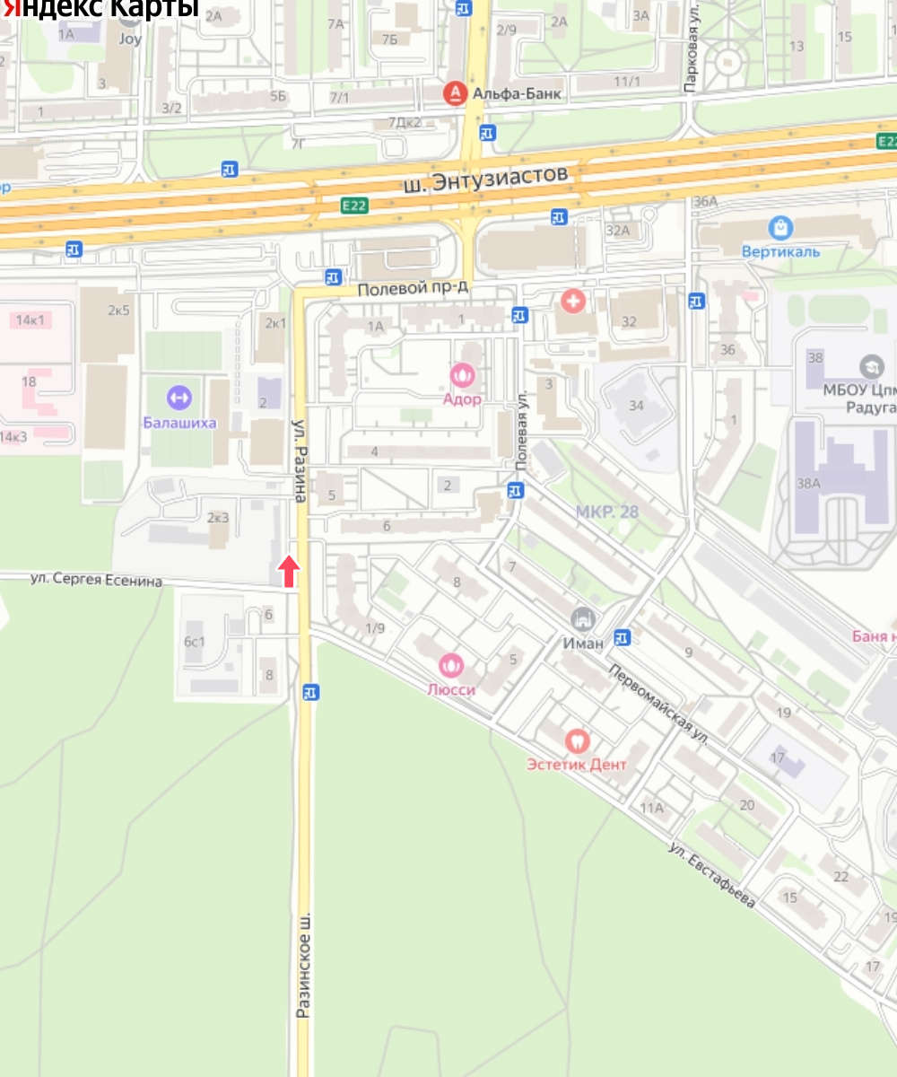 Точка и направление съемки. Карта: Яндекс.Карты