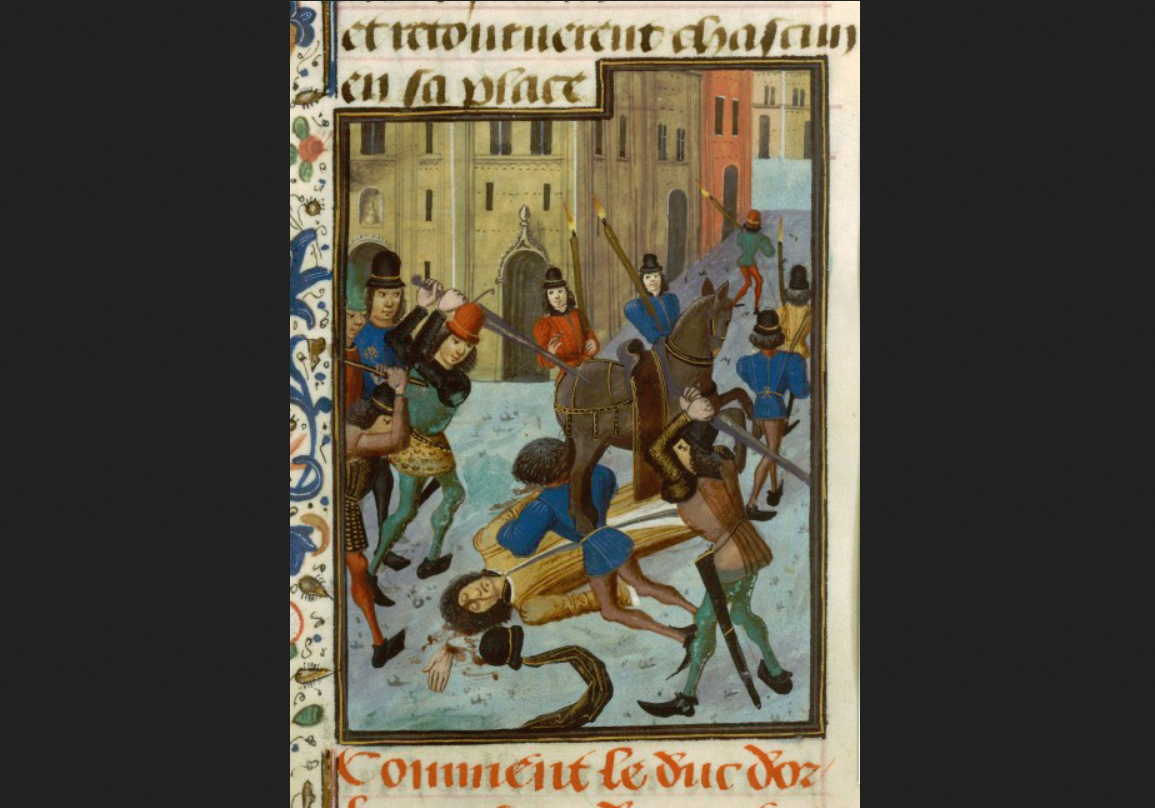 Убийство герцога Орлеанского. Рисунок из средневековой книги.