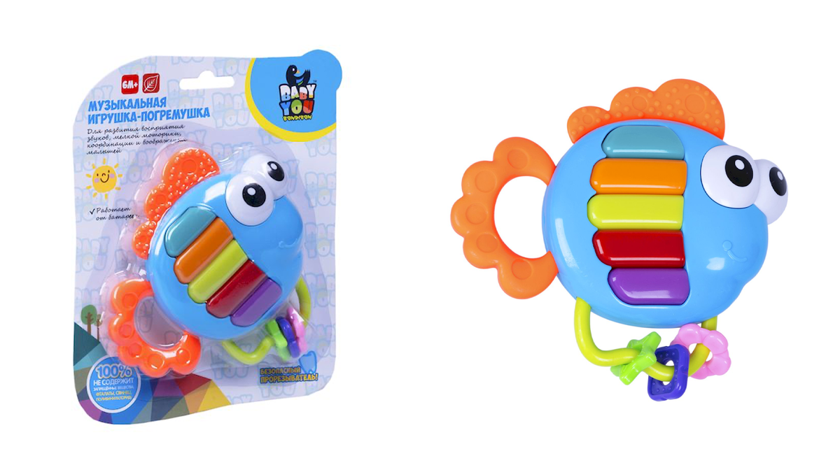 ПОГРЕМУШКА МУЗЫКАЛЬНАЯ "РЫБКА-ПИАНИНО" BABY YOU 