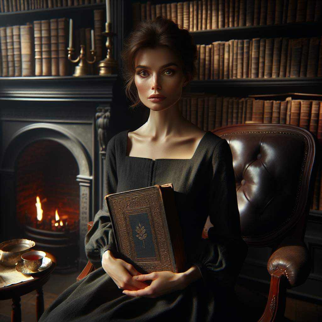 Эльза стоит у окна старой лавки, в руках у нее светящийся эликсир. На лице – сложная гамма чувств: надежда, тревога, и тень надвигающегося сожаления. | Картинка - ИИ-арт © Надежда Иванова