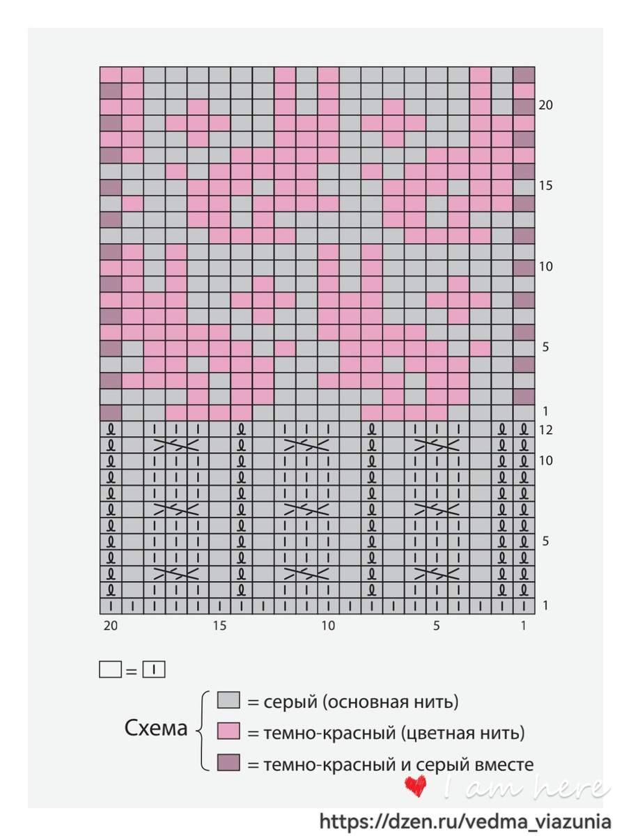 схема узора, резинка + жаккардовый рисунок