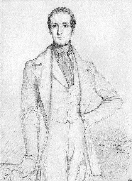 Теодор Шассерио. Альфонс де Ламартин. Рисунок. 1844
