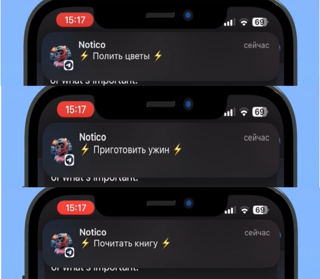 Пример уведомлений Notico.