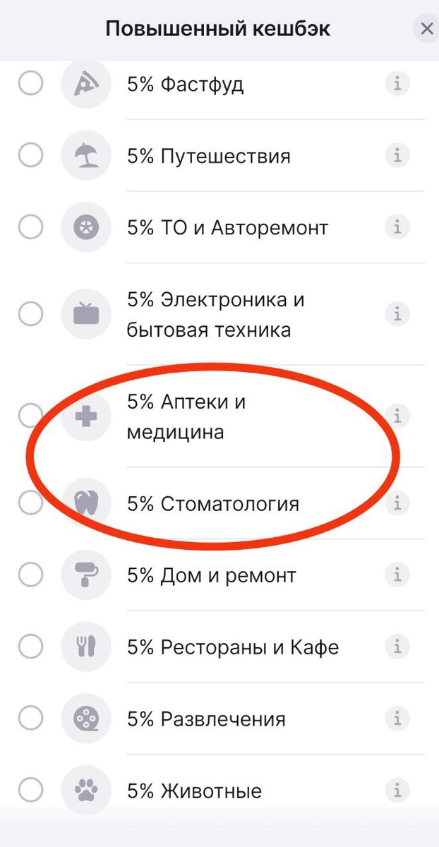 Категории кешбэка дебетовой карты банка Финам
