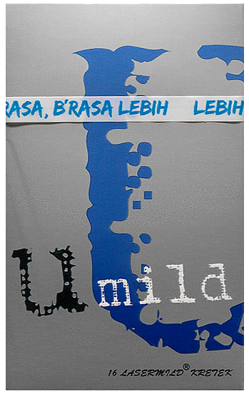 "U mild" с принтом на обертке - LEBIH B'RASA. Индонезия, 2008 год. 16 штук с фильтром в боксе, обернутом целлофаном. Смола 15 мг, никотин 1,0 мг. Цена 6225 рупий. Производитель: PT Asia Tembakau. Владелец торговой марки: PT Asia Tembakau.