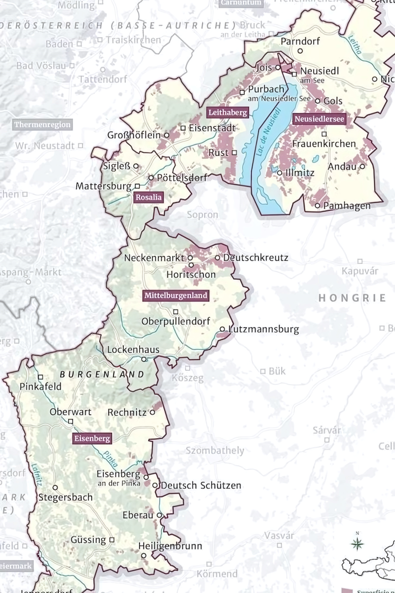 Винодельческая карта региона Бургенланд / Burgenland, Австрия