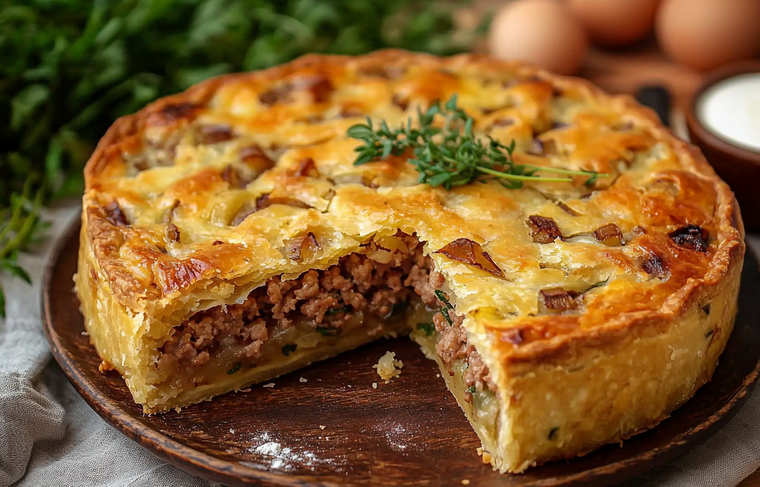 Заливной пирог с фаршем на кефире: вкус, который удивит всех гостей