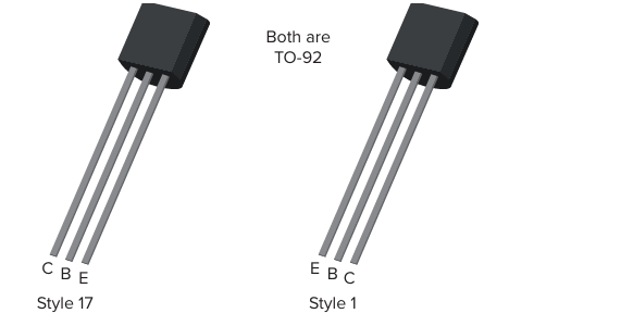 Рисунок 5-14. Различные виды стилей (цоколевки) в одном и том же корпусе ТО-92.