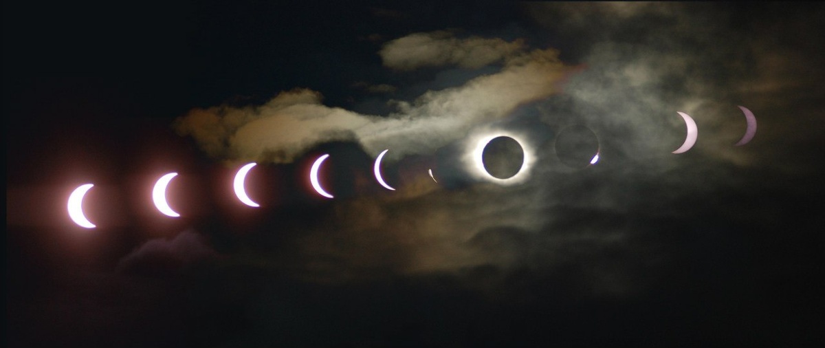 Вид различных фаз затмения в марте 2015 года на Фарерских островах, фото С, Цуканова