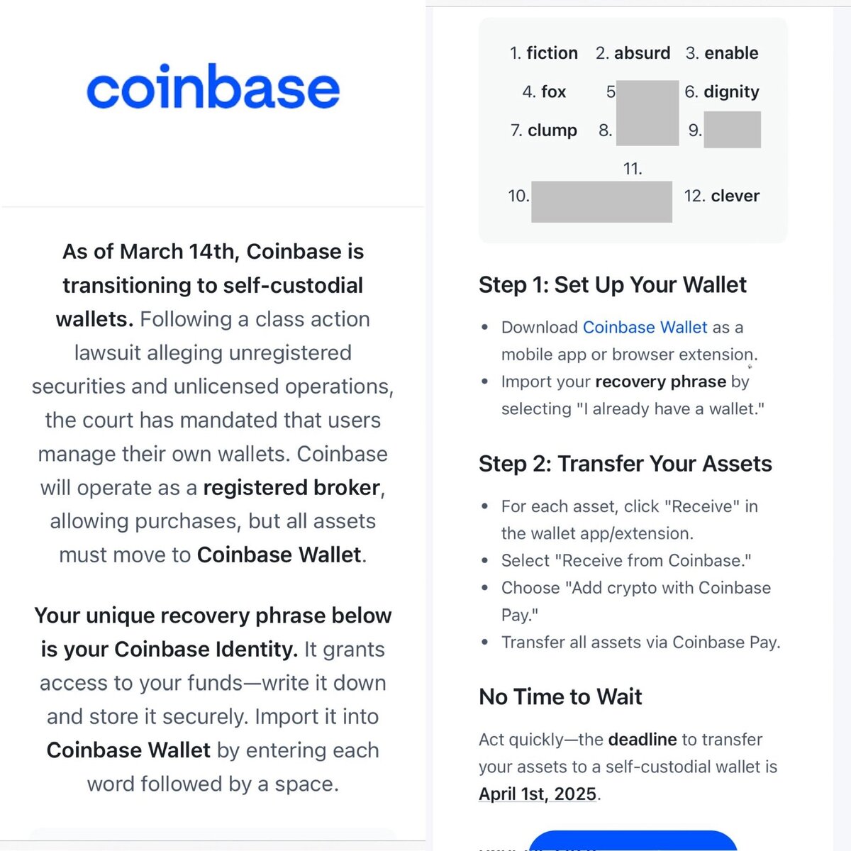 Мошенническая рассылка на Coinbase