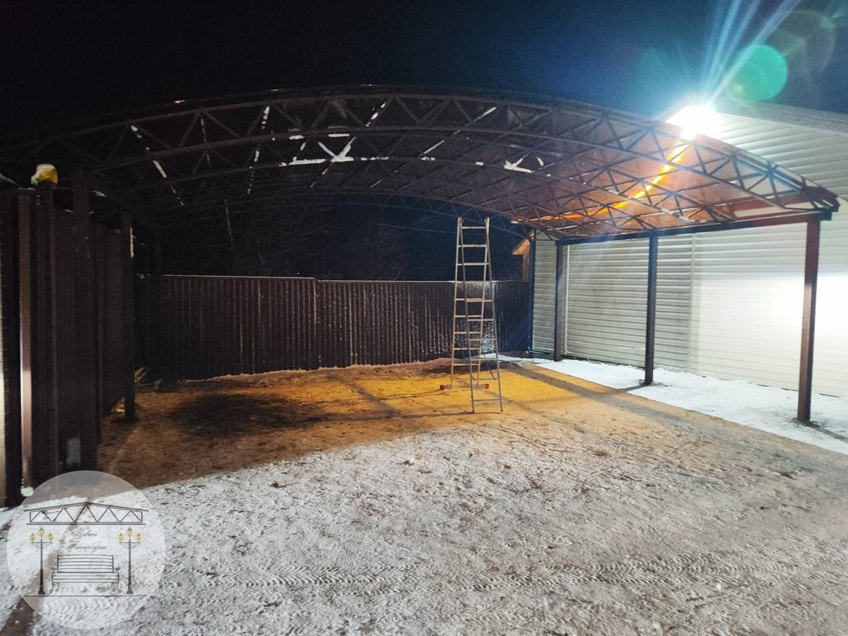 Готовый навес 6 на 8.5м из поликарбоната