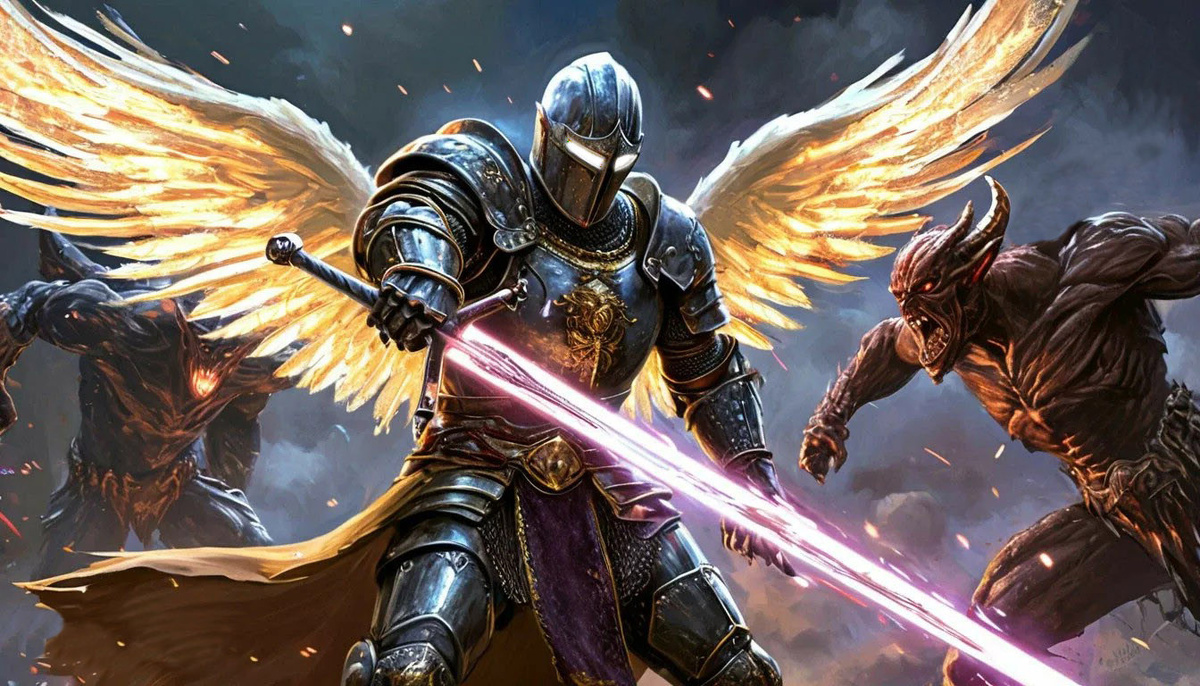 Он отправил его своим сияющим клинком прямиком в ад!