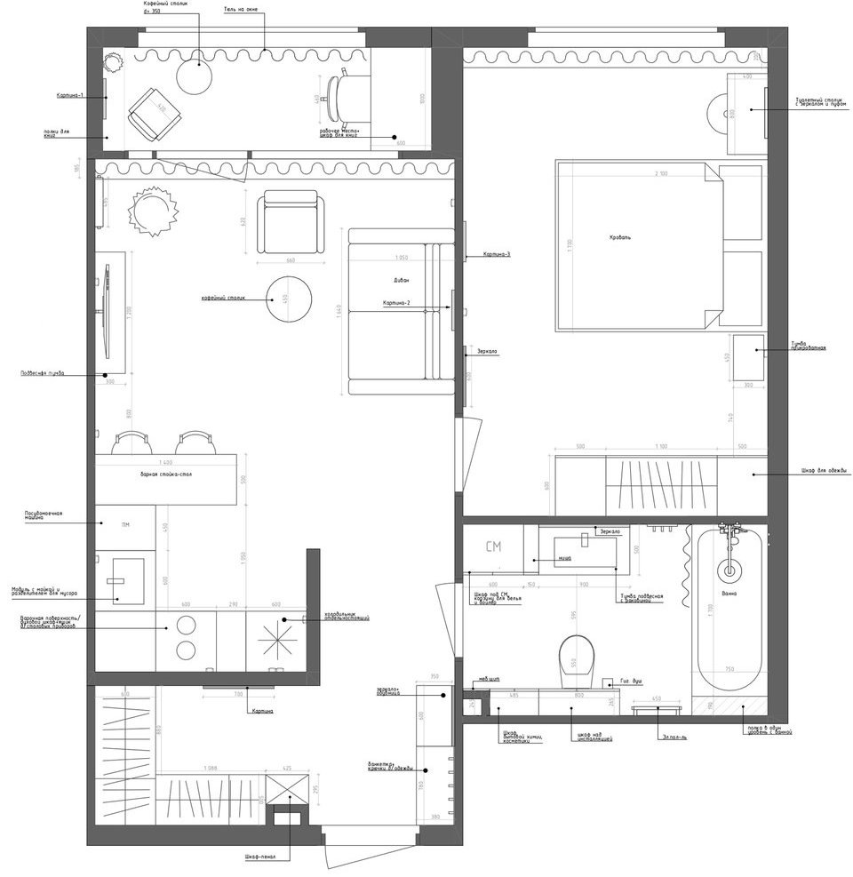 Планировочное решение и расстановка мебели