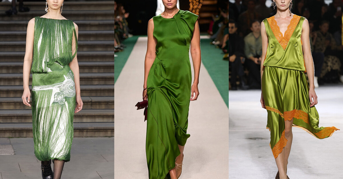 Зелёные платья весна/лето 2025