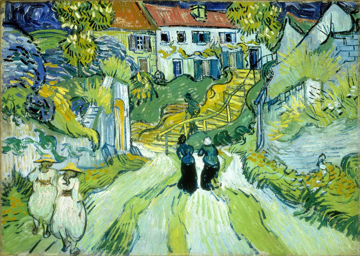 Винсент Ван Гог – Улица с лестницей в Овере с фигурами