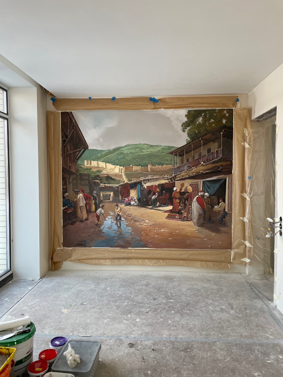 Роспись стен в коттедже