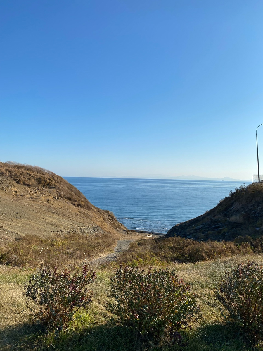 Вид на море возле автобусной остановки у океанариума