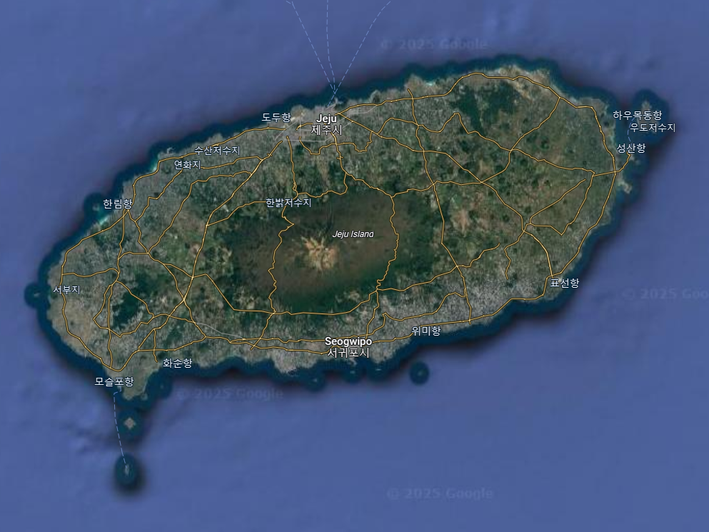 Остров Чеджу-до, Южная Корея. Google Maps.
