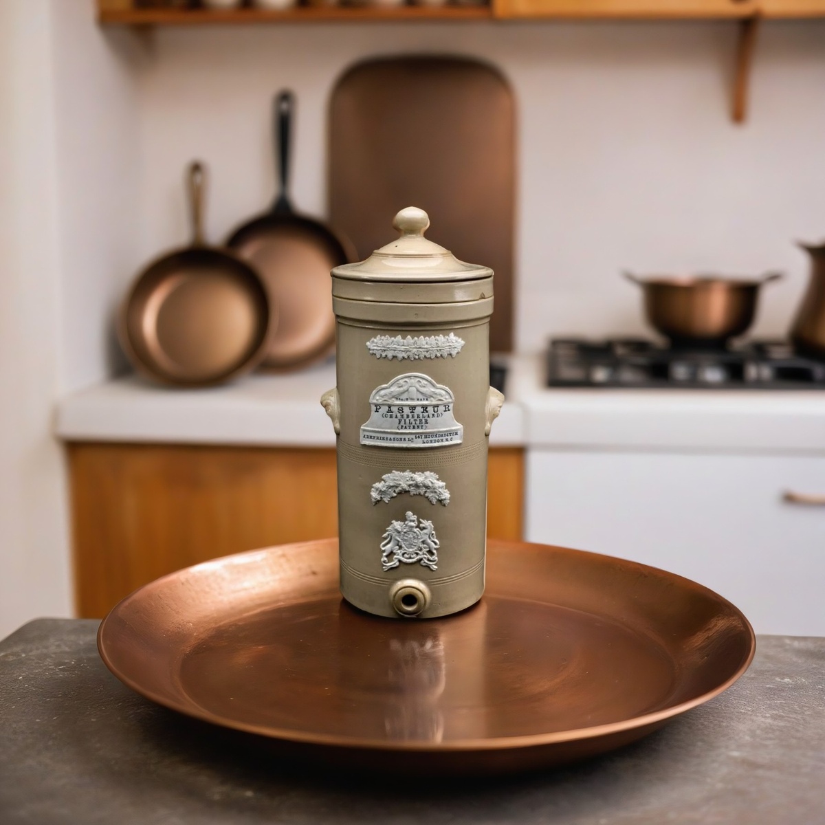 На фото изображен реальный керамический фильтр Пастера-Чемберлена, остальное изображение сгенерировано с помощью ИИ