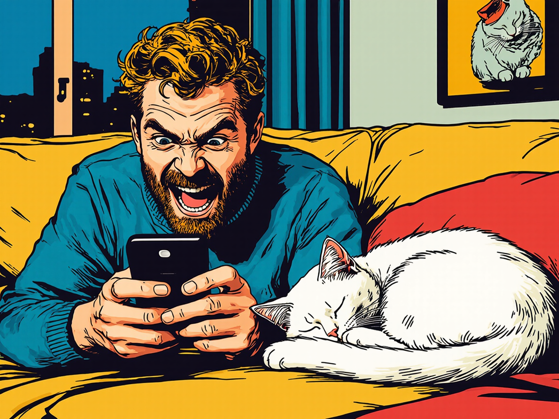 Зависимый спорит в соцсетях, а коту плевать