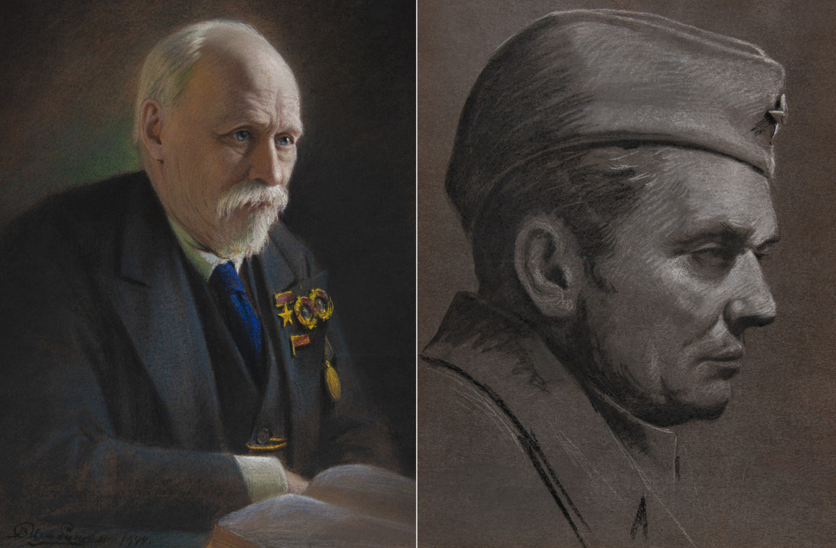 Портрет-перевертыш В.Л. Комарова, на обороте портрет солдата. 1944 г. Художник В.М. Измайлович. Фото: Александр Филиппов