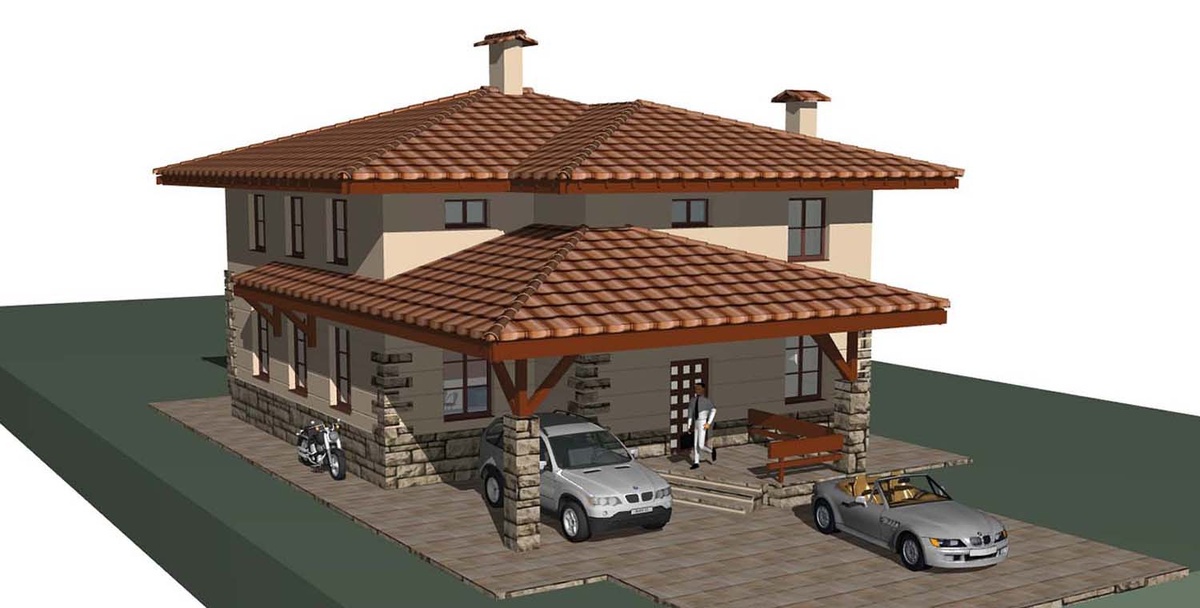 Стиль дома можно охарактеризовать как средиземноморский. 
это желание принести хоть немного тепла в северные края. 