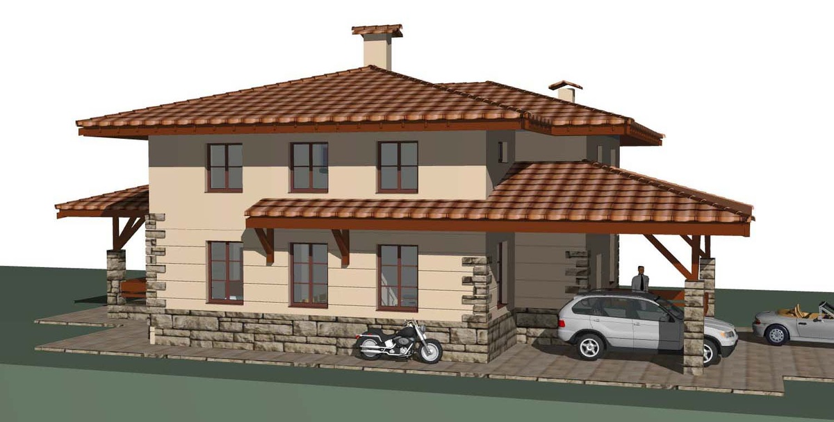 Стиль дома можно охарактеризовать как средиземноморский. 
это желание принести хоть немного тепла в северные края. 