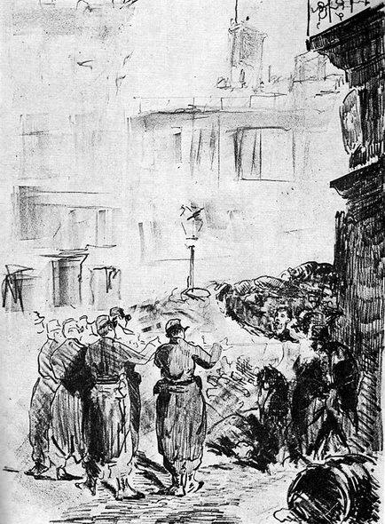 Эдуард Мане. Баррикада. Литография. 1871. Музей изобразительных искусств, Будапешт