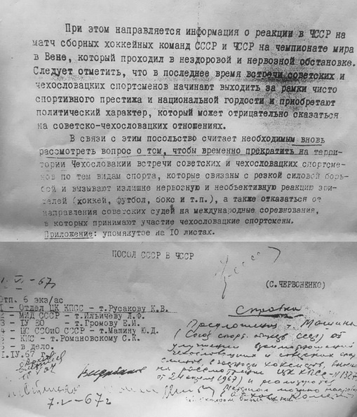 Фрагметы отчёта советского посольства в Праге. 1967 год.