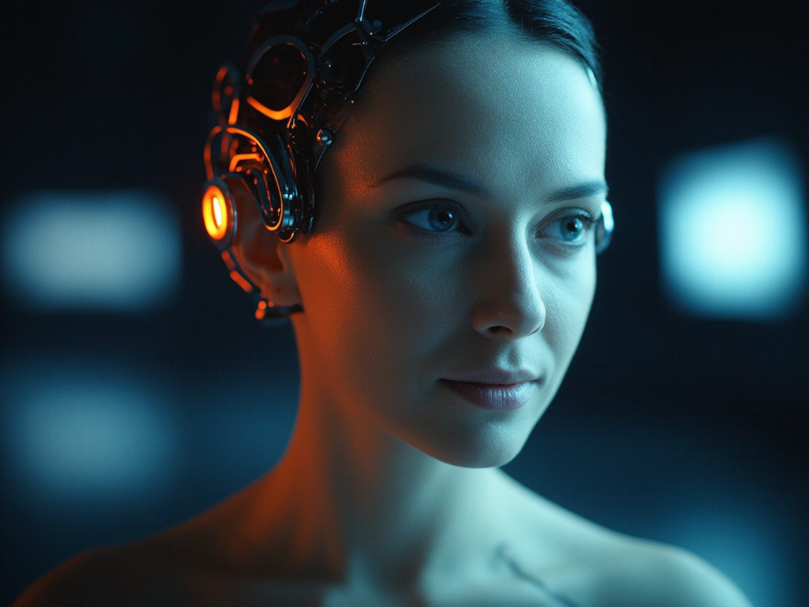 Человек с нейрочипом, передающим сигналы мозга