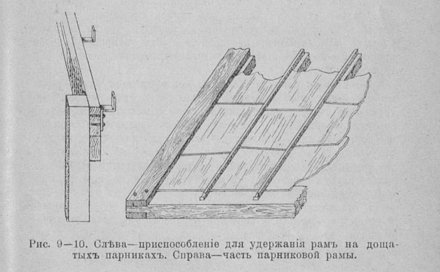 Рисунок рамы из книги П.Н. Штейнберга "Парники, паровыя гряды и навозныя теплицы".