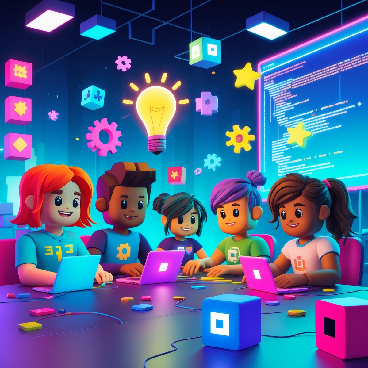 Дети изучают навыки программирования в Roblox Studio