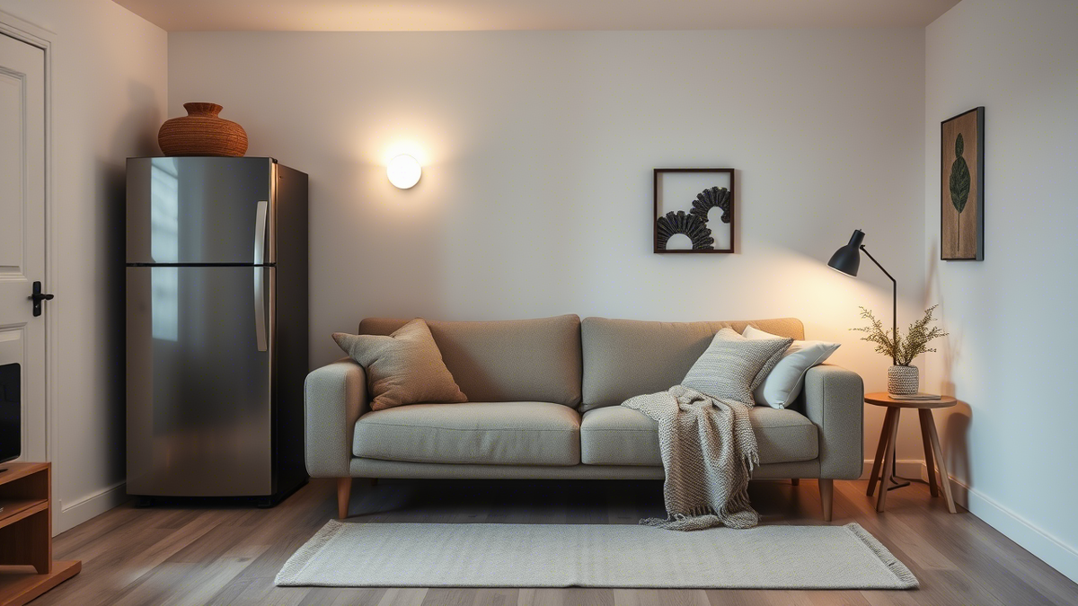 Диван: "Я тут главный. А ты, холодильник, подвинься"